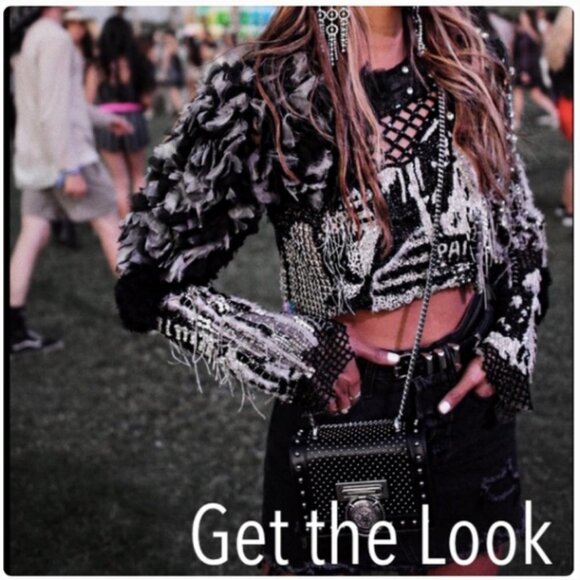 NWT‎ Levi's Studded Festival Mini Skirt in Full Metal Size 25 - Picture 5 of 11